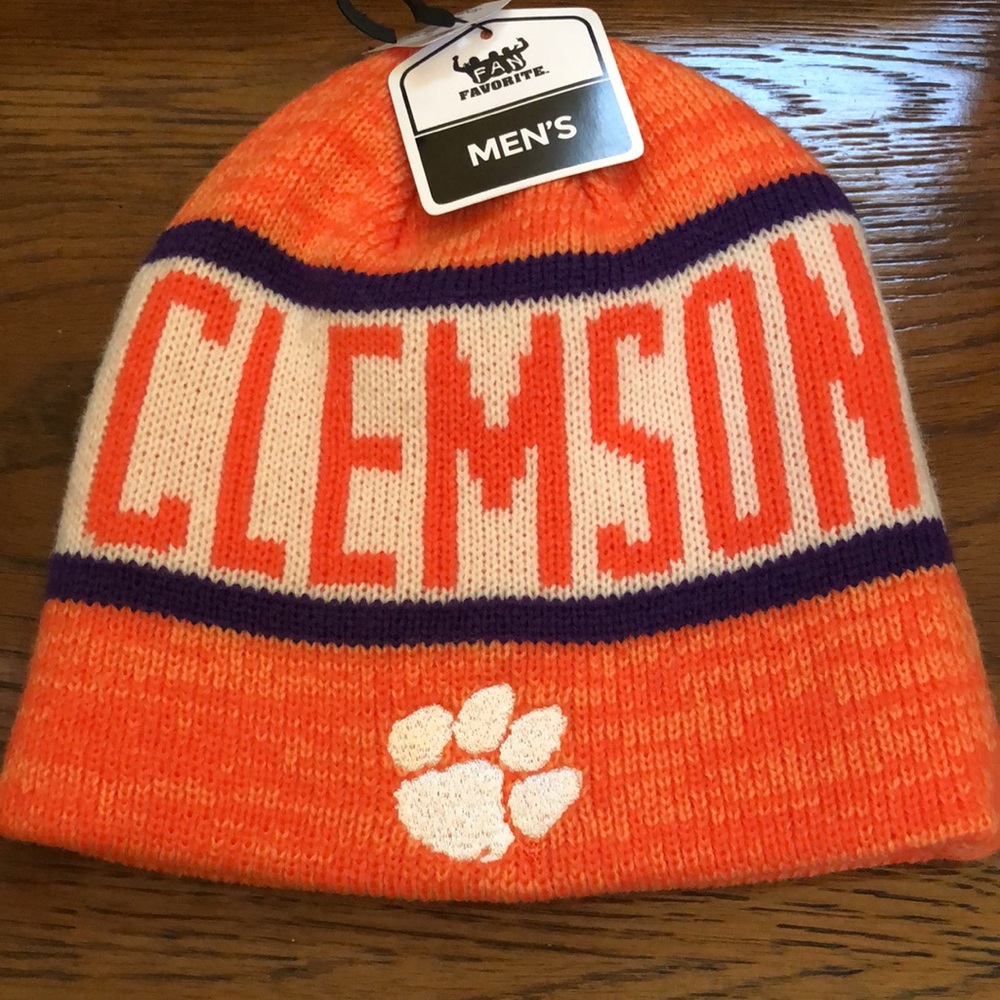 New Clemson Fan Favorite Men’s Collegiate knit hat.  Orange, purple, and white.